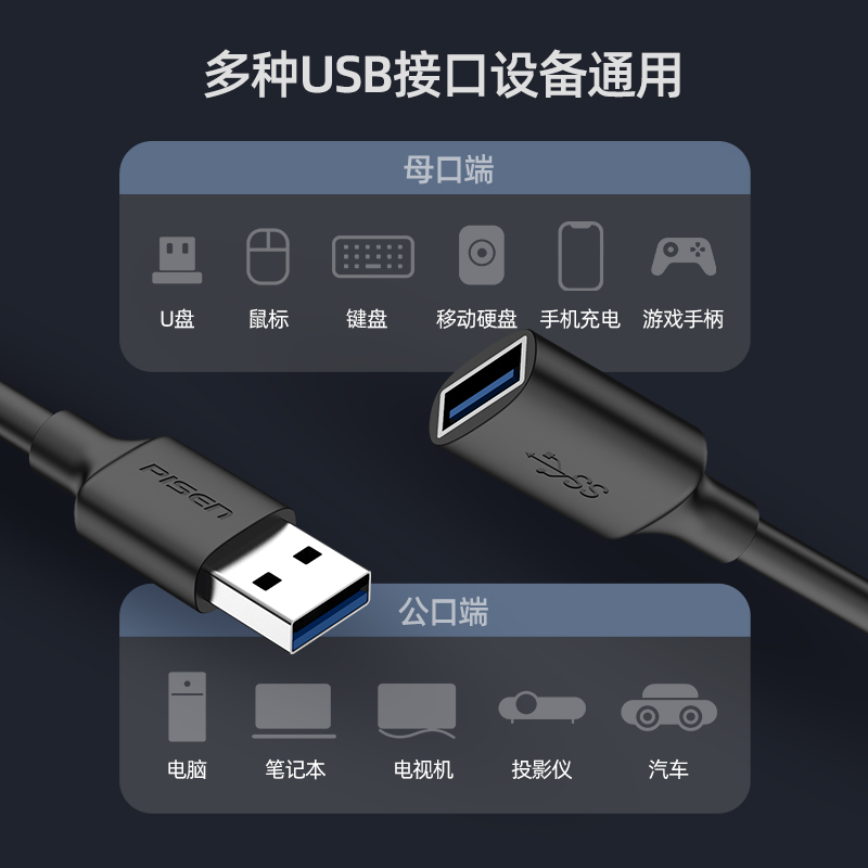 品胜usb3.0延长线公对母数据线高速充电打印机有线usd接口usp电脑加长连接线转接头1m 2 3米u盘盾usn延迟ubs - 图1