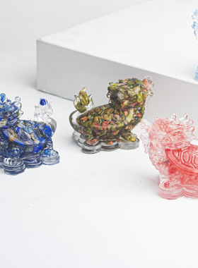 桃花乱龙龟摆件家居装饰品