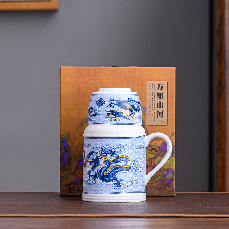 小暖壶羊脂玉白瓷泡茶杯焖茶壶马克杯带盖大容量复古陶瓷办公水杯