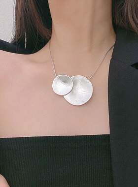 欧美轻奢夸张不规则磨砂拉丝项链