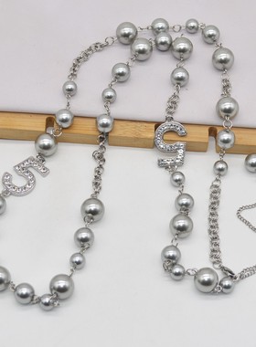 高级感灰色大溪地珍珠项链
