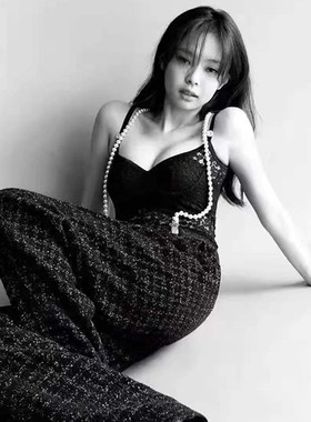 jennie同款小香风珍珠链条背带链夹带女时尚拼接腰链牛仔裤链配饰