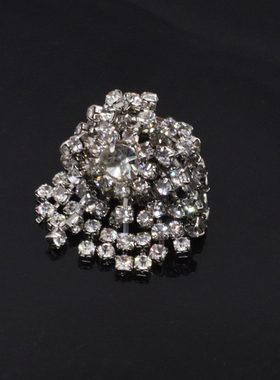 女金属复古流苏镶钻烟花戒指指环