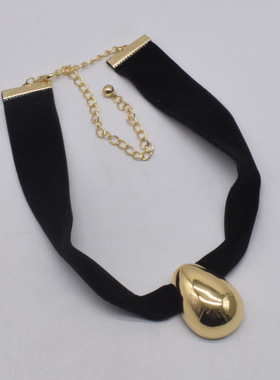 金属丝绒女几何水滴项链锁骨链