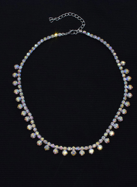 超仙七彩闪钻高级感项圈锁骨链