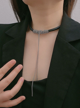 其他合金皮质锁骨链女流苏项链