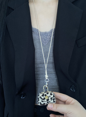 皮质皮绳女迷你包包项链毛衣链