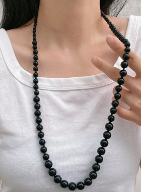 珍珠串珠女长款锁骨项链