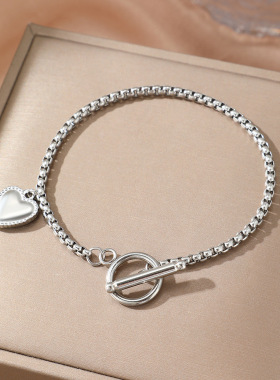 欧美复古爱心钛钢手链