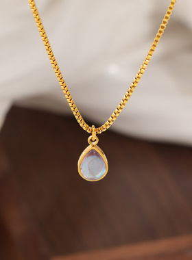 钛钢极光月光石吊坠12