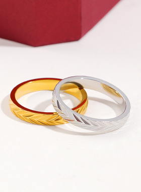 潮流ins风麦穗钛钢对戒