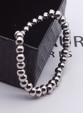 跨境爆款配饰欧美个性银色不锈钢圆珠手链 4mm/6mm钢珠子