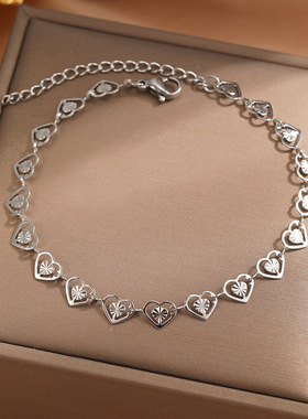 镂空爱心钛钢手链5006