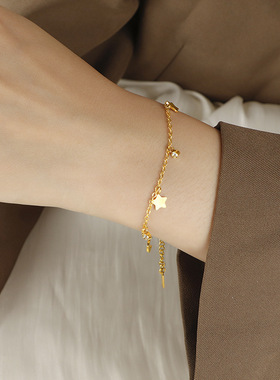 韩版简约星星月亮手链女钛钢百搭