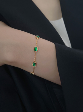 新款时尚潮流不掉色祖母绿钻手链