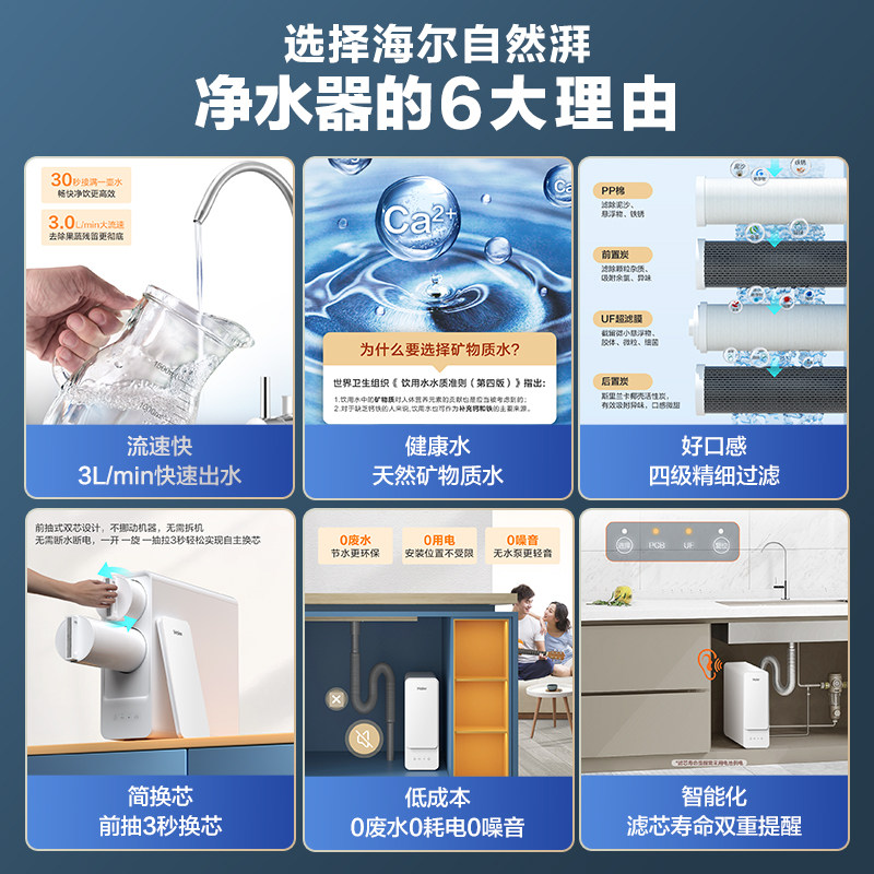 海尔新品家用厨房自来水龙头净水器 海尔净水净水器