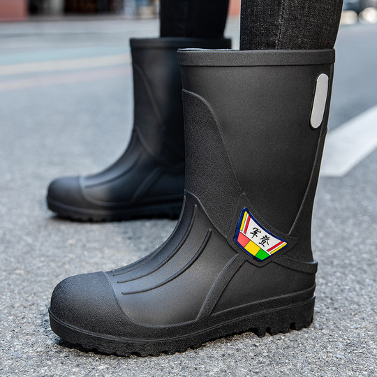 军登水鞋防切割防砸防刺穿雨靴厚底防火防烫建筑师傅专用雨鞋胶鞋