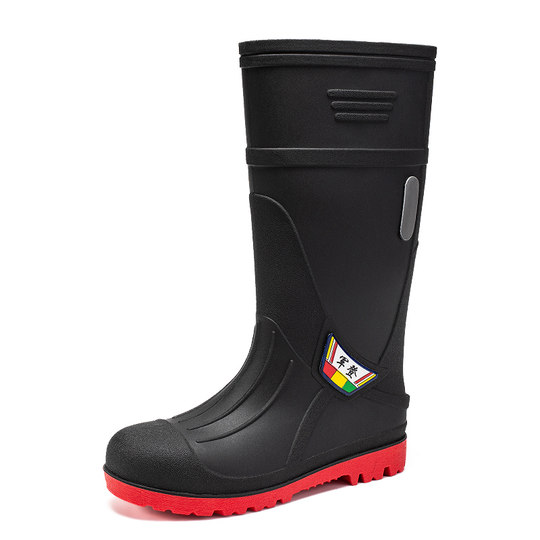 军登水鞋防切割防砸防刺穿雨靴厚底防火防烫建筑师傅专用雨鞋胶鞋