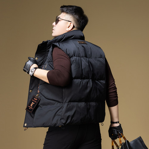 ZOUK男士羽绒马甲潮流口袋装饰设计感冬季外套羽绒服男2024新款 - 图2