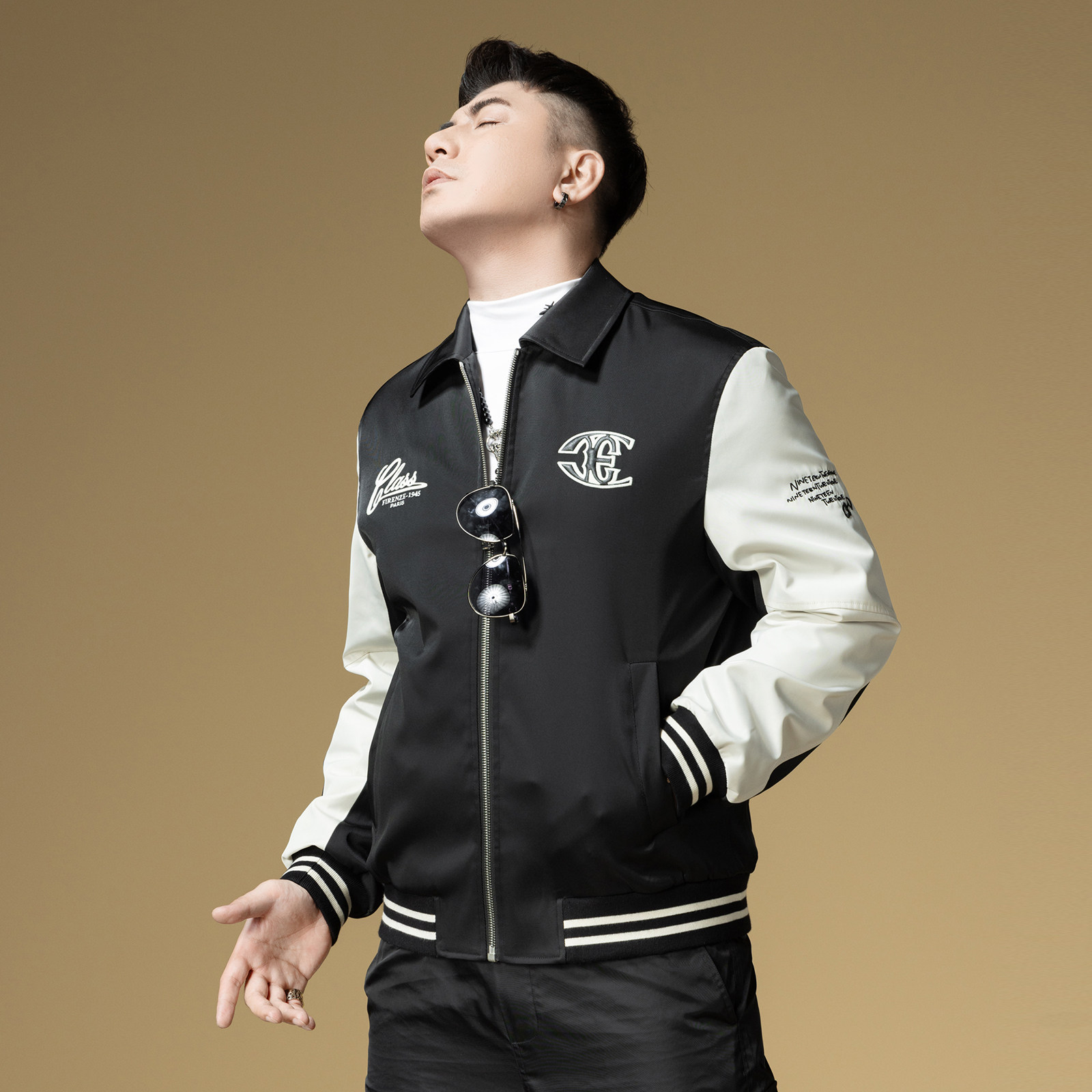 ZOUK letter embroidered lapel American baseball uniform men's trendy brand cotton jacket men's 2025 new autumn and winter