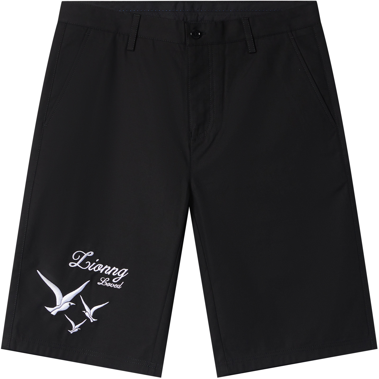 ZOUK海鸥刺绣美式5分短裤男2023新款潮流黑色男士轻奢休闲裤子夏,淘宝优惠券,粉丝福利购,淘宝优惠卷