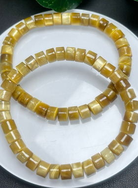 天然黄金虎眼直切手链男女款金虎眼木变石虎晴石手串水晶饰品礼物