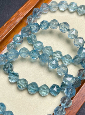 天然蓝托帕石钻石面手链女款