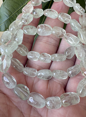天然绿水晶随形手链女款不规则桶珠手串时尚小清新简约饰品百搭