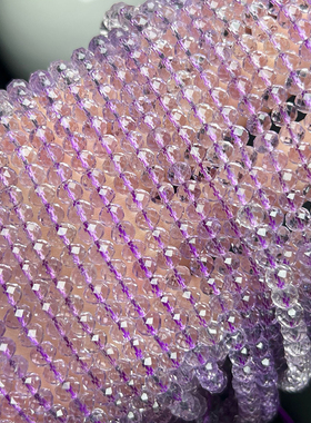 天然紫水晶切面手链女款浅紫晶多圈手串饰品礼物复古