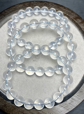 天然奶白水晶手链女款白水晶手串饰品礼物10mm圆珠简洁