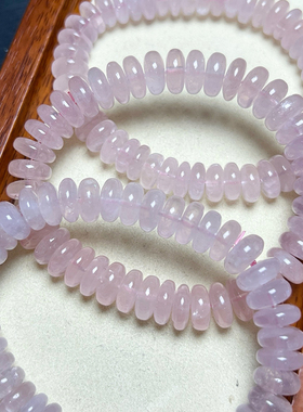 天然粉晶盘珠手链 女款单圈粉水晶算盘珠手串饰品礼物