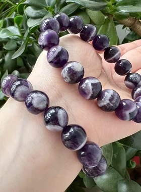 天然梦幻紫水晶手链女单圈薰衣草色紫晶手串转运珠民族风时尚饰品