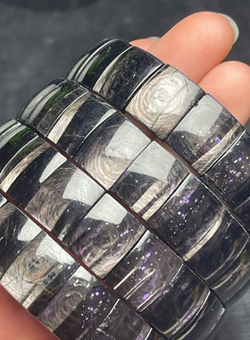 天然金运石手排 男女黑银线水晶单圈手串饰品