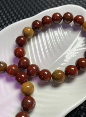 天然战国红单圈手串男女圆珠红黄玛瑙手串饰品