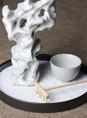 新中式太湖石艺术摆件样板房茶室软装饰品玄关电视柜茶几桌面家居