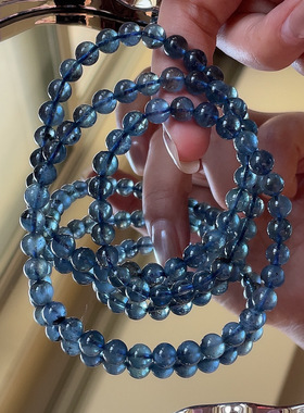 天然水晶海蓝宝手链女款多圈手串饰品礼物送女友