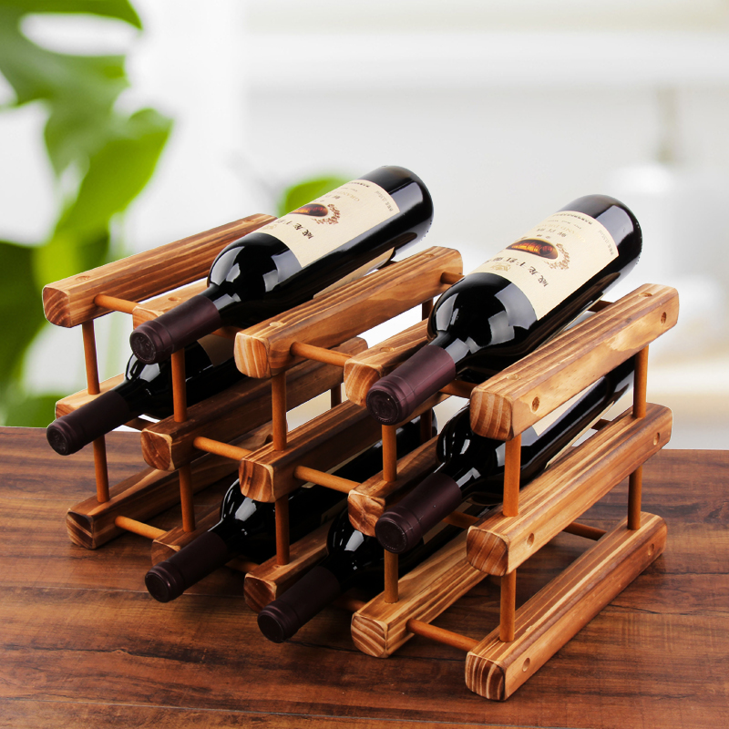 欧式实木红酒架摆件创意葡萄酒架家用酒瓶架简约展示架客厅酒架子
