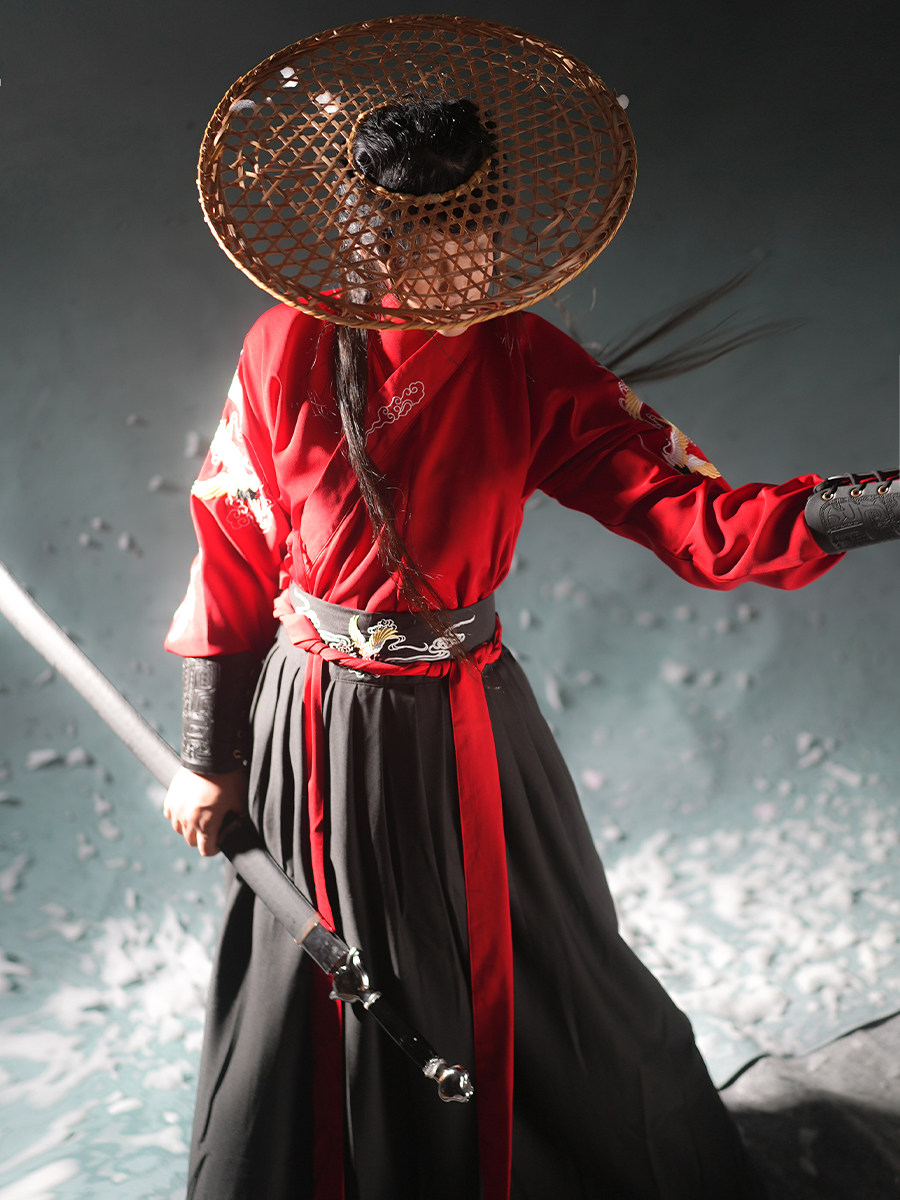 汉服男款侠客古装新款国风长裙汉服毕业班服春夏季情侣魏晋风套装_虎窝淘