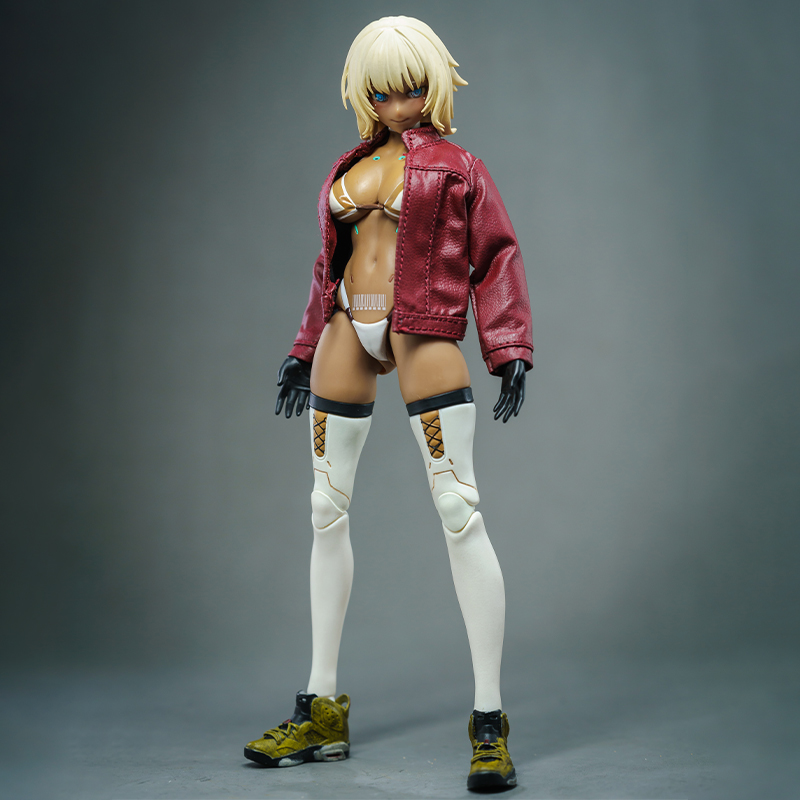 现货1/12兵人衣服女生TBL素体现代6寸机娘手办洗水牛仔裤超薄皮衣 - 图2