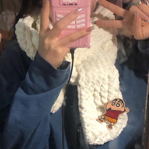 蜡笔小新围巾手工编织diy生日礼物送女生朋友闺蜜小众高级感实用 - 图0