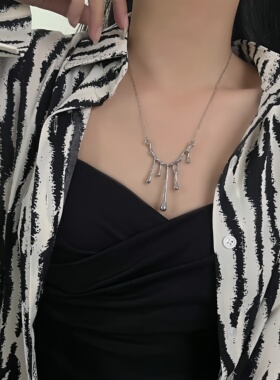 水滴熔岩项链女款百搭小众潮嘻哈冷淡风毛衣链辣妹衣服配饰毛衣链