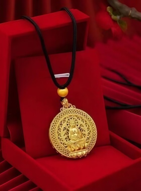 阿弥陀佛吊坠男女款简约复古金色项链镂空设计挂坠送朋友送礼佳品