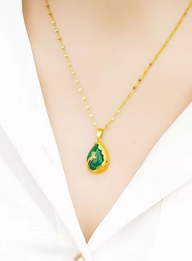 孔雀开屏绿色吊坠项链女孔雀绿吊坠时尚甜美锁骨链女士送爱人闺蜜