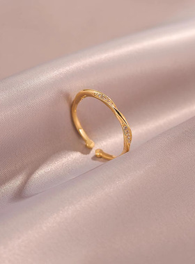 新款金色戒指素圈精致开口可调节食指戒女指环指戒小众设计潮流