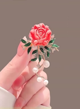 中国风牡丹花胸针高档女款精致复古花朵胸花旗袍国潮中式别针配饰