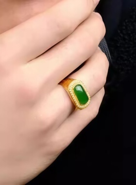新款戒指金色男女开口可调节绿色