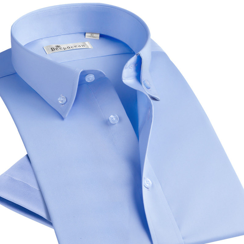 冰丝男短袖免烫抗皱修身男士白衬衣 deepocean衬衫