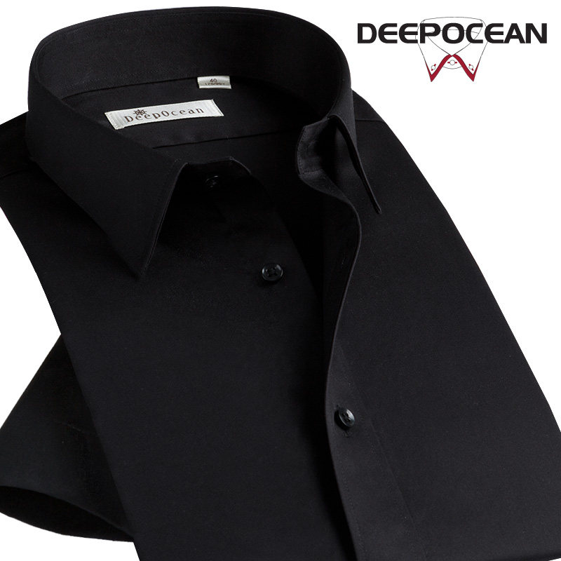 冰丝男短袖免烫抗皱修身男士白衬衣 deepocean衬衫