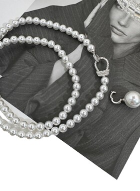 高级优雅正圆施家珍珠花篮扣项链女小众百搭万能扣吊坠轻奢锁骨链