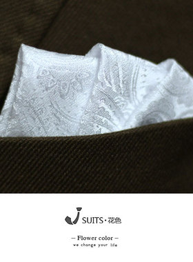 男士花纹西装礼服正装橘色暗红色